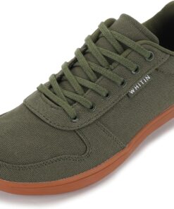 WHITIN Men's Wide Barefoot Shoes | Stylish Canvas Minimalist Sneakers | Zero Drop Sole