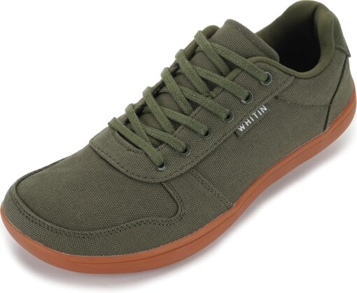 WHITIN Men's Wide Barefoot Shoes | Stylish Canvas Minimalist Sneakers | Zero Drop Sole