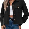 Zeagoo Womens Fashion Cropped Shackets Corduroy Button Down Crop Jackets Tops Long Sleeve Shirts Trendy 2025