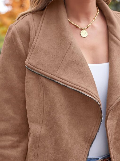 AUTOMET Womens Faux Leather Jackets Suede Fall Fashion 2025 Outfits Winter Clothes Open Front Cropped Coat Outwear - Image 5