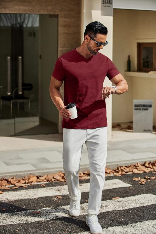 COOFANDY Men's T Shirts Short Sleeve Classic V Neck T-Shirt Casual Summer Basic Tee Shirt - Image 7