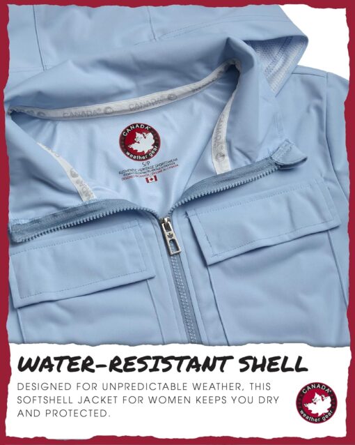 CANADA WEATHER GEAR Women's Softshell Jacket - Full Zip Up Hoodie Coat with Pockets and Adjustable Bungee Cord (Sizes: S-2XL) - Image 3