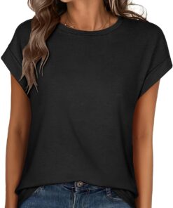 ANRABESS Womens Tops Summer Cap Sleeve Basic Tee Shirts 2025 Trendy Loose Fit Casual Dressy Business Work Tshirts Clothes