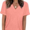 WIHOLL Womens Summer Tops Short Sleeve Basic Casual V Neck T Shirts Trendy Fashion 2025
