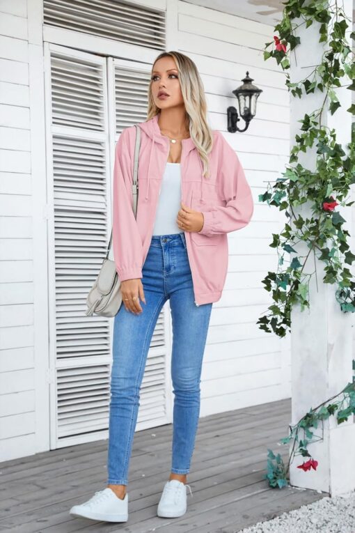 VICHYIE Corduroy Drawstring Hooded Pocket Zip Up Jacket Loose Shacket Coat - Image 6