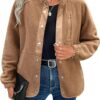 Zeagoo Women Fleece Jacket Western Aztec Print Coat Snap Button Down Shacket Jackets with Pockets 2025 Fall Fashion