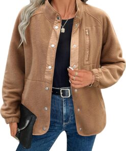 Zeagoo Women Fleece Jacket Western Aztec Print Coat Snap Button Down Shacket Jackets with Pockets 2025 Fall Fashion