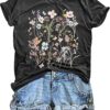 Women's Vintage Floral T Shirt Boho Wildflower Graphic Loose Tees Short Sleeve Casual Tops