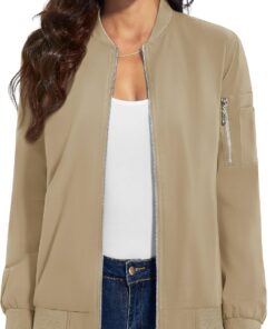 TACVASEN Women's Bomber Jackets Lightweight Casual Jacket Full Zip Windbreaker Fall Jacket