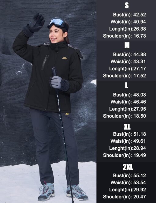 MAGCOMSEN Women's Winter Coats Waterproof Insulated Snow Ski Jacket Hood Fleece Lined Warm Mountain Snowboarding Windbreaker - Image 6