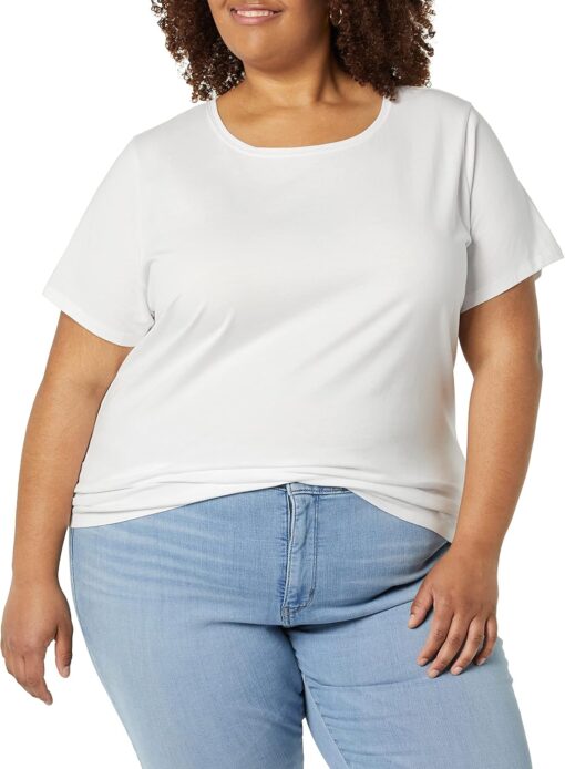 Amazon Essentials Women's Regular-Fit 100% Cotton Short-Sleeve Crewneck T-Shirt (Available in Plus Size), Pack of 2 - Image 5