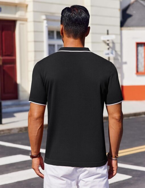 COOFANDY Mens Polo Shirts Short Sleeve Casual Knit Polo Shirt Vintage Golf T Shirts Old Money Tops - Image 7