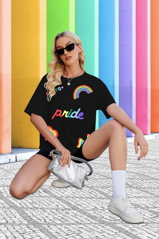 SUPEYA Pride Shirts Women Oversized Rainbow Graphic T-Shirt LGBT Shirt WomenInspirational Casual Summer Short Sleeve Tops - Image 4