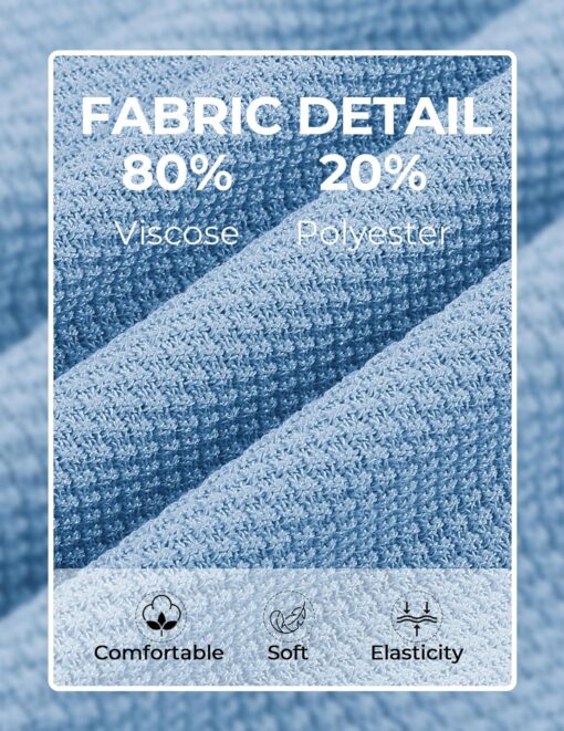 COOFANDY Mens Knit T-Shirts Summer Waffle Shirts Vintage Shirts Short Sleeve Crew Neck Tee Shirt Casual Crochet Top - Image 2