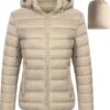 Chrisuno Women's Lightweight Short Puffer Jacket Packable Quilt Warm Winter Coat with Removable Hood