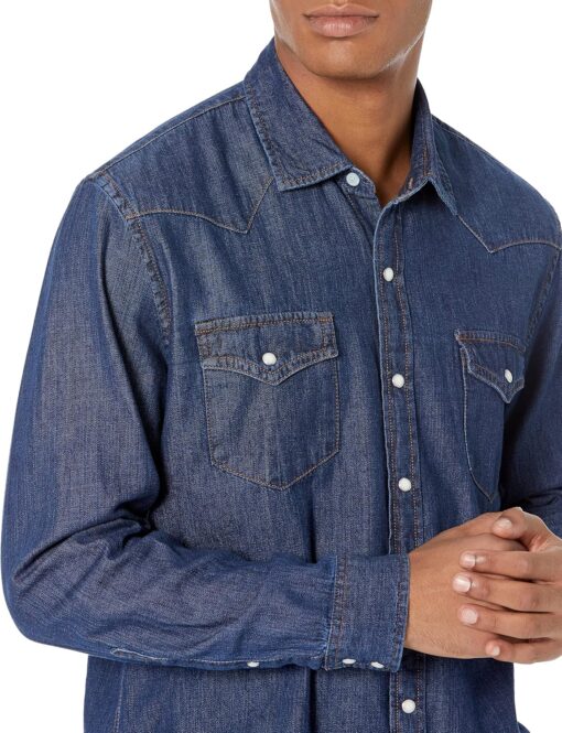 Amazon Essentials Men's Denim Shirt Long Sleeve - Regular-Fit Denim Shirt - Image 3